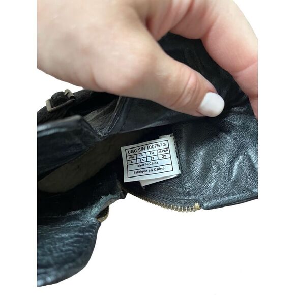 UGG Women's Cybele Buckly Biker Boots size 6 Leather Black - Picture 5 of 11